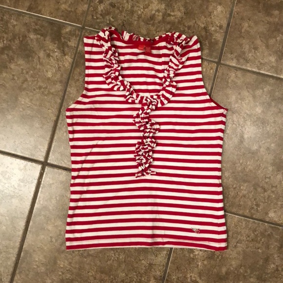 Esprit Red & white striped ruffled tank top - Picture 3 of 3